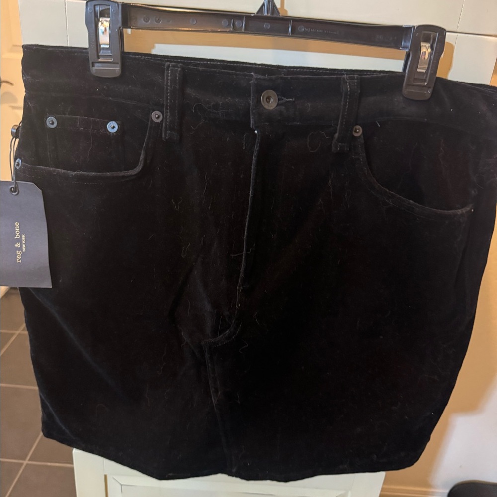NWT Rag & Bone Black Velvet Mini Skirt size 31